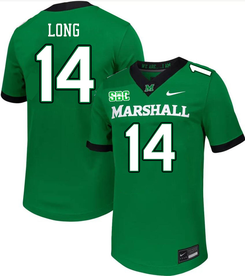 Men #14 JacQai Long Marshall Thundering Herd SBC Conference College Football Jerseys Stitched-Green